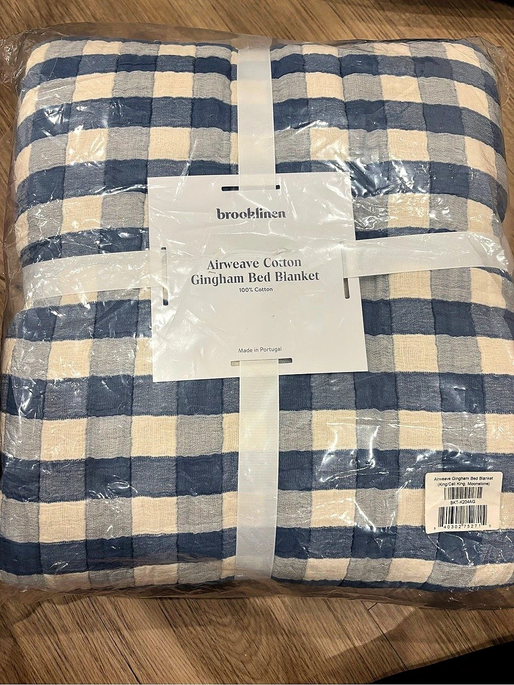 brooklinen Airweave Cotton Gingham Bed Blanket King/ Cali King Moonstone NEW